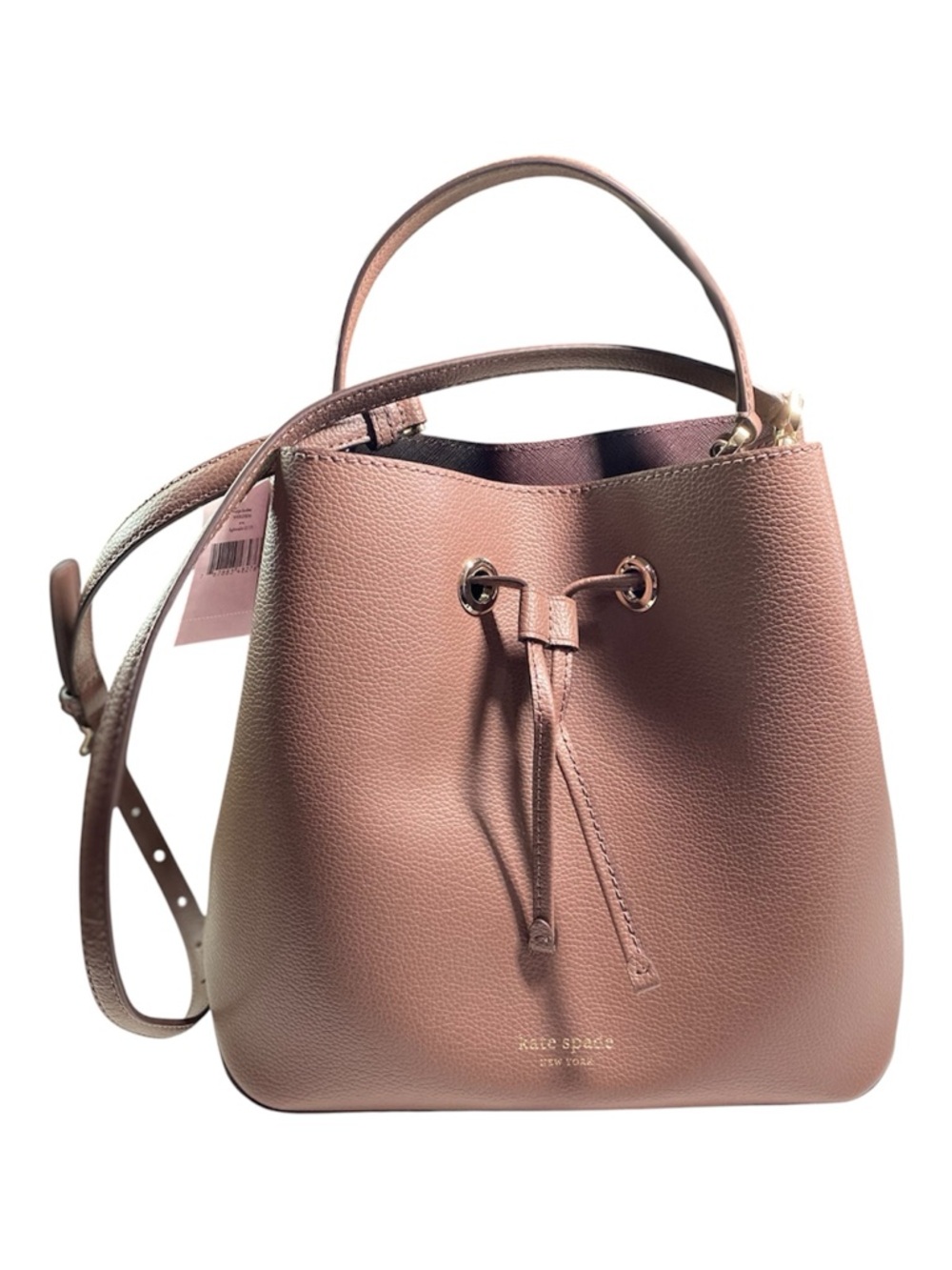 New Kate Spade Eva Large Bucket Bag Mocha Brown Grain Leather